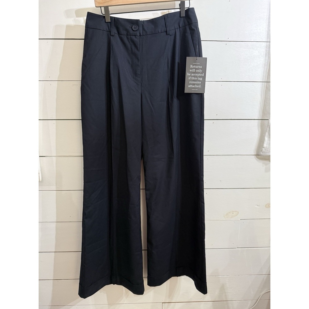 NWT Tuckernuck Navy Blue Wide Leg Pants Pleated Trouser sz Large